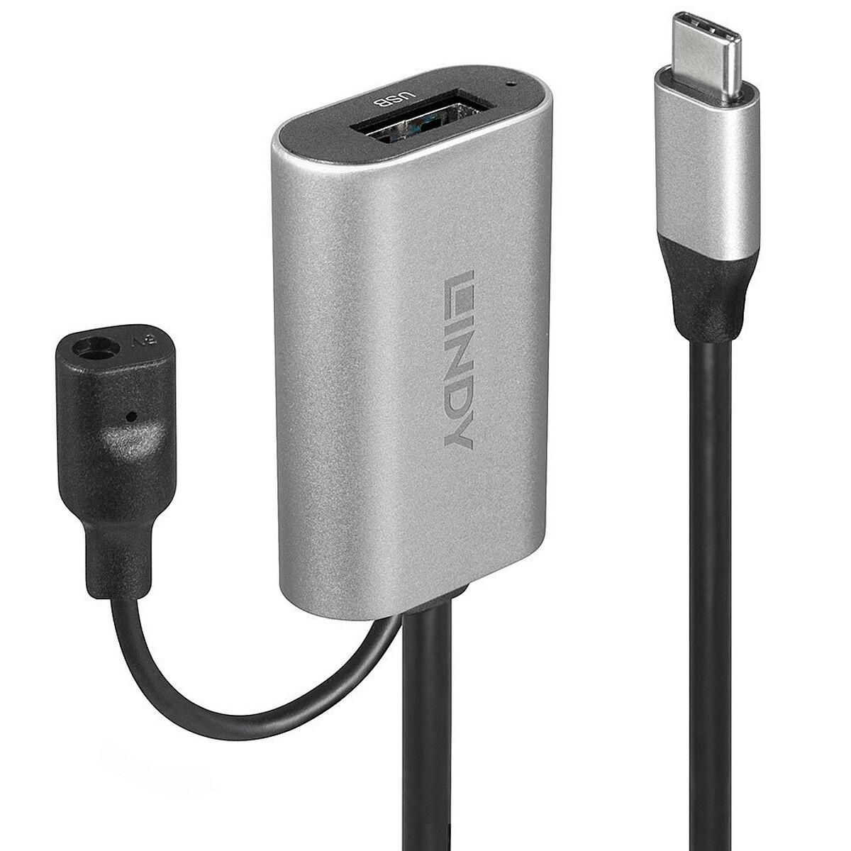 USB-C-kabel LINDY 43270 Sort Sølvfarvet 5 m