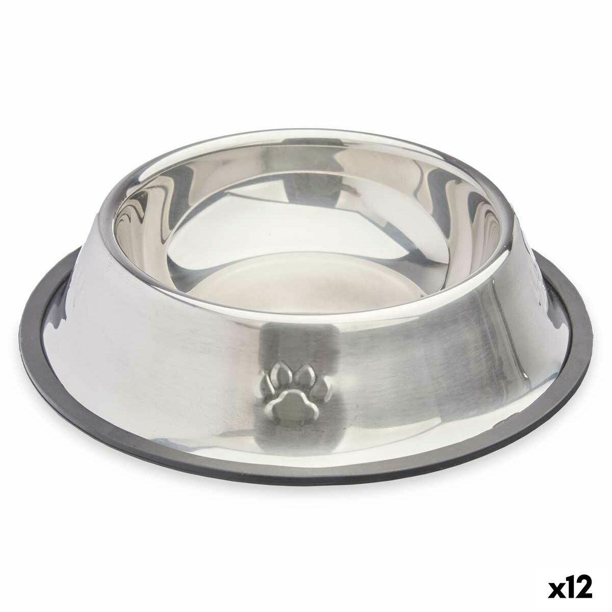 Hund Feeder Sølvfarvet Grå Gummi Metal 22 x 6 x 22 cm (12 enheder)