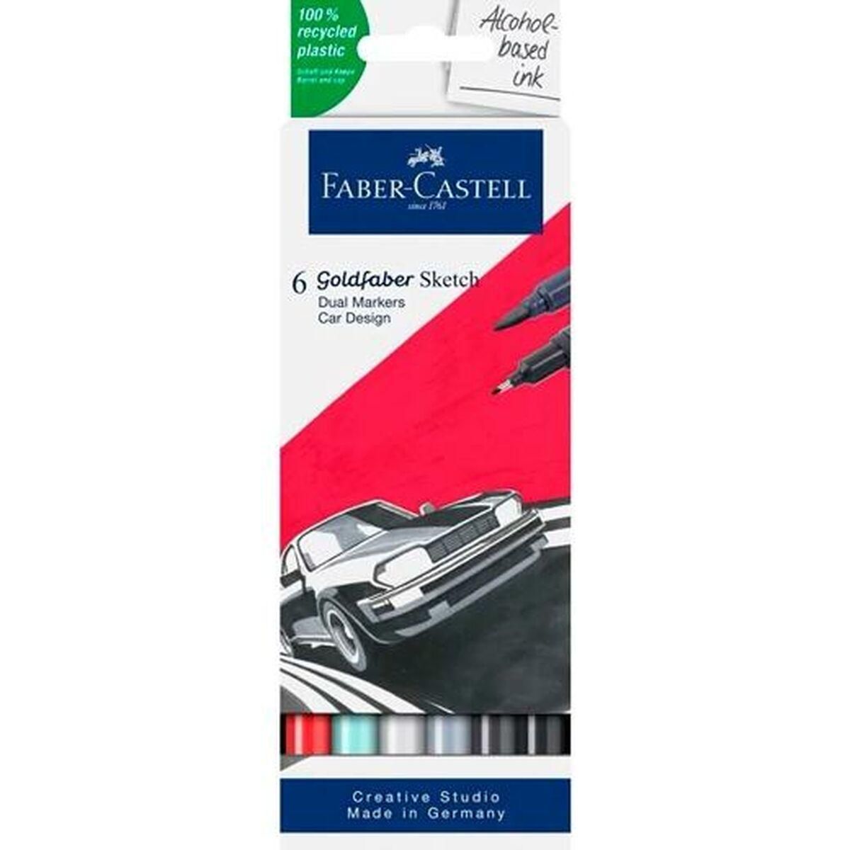 Sæt med Fiberpenne Faber-Castell Goldfaber Sketch - Car Design Dobbelt 6 Dele