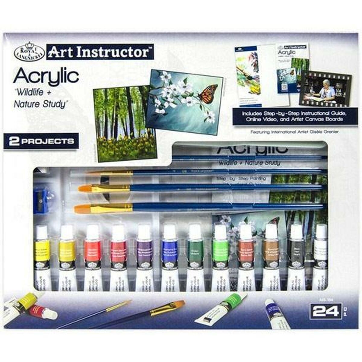 Acrylic Paint Set Royal & Langnickel Art Instructor 24 Dele Multifarvet