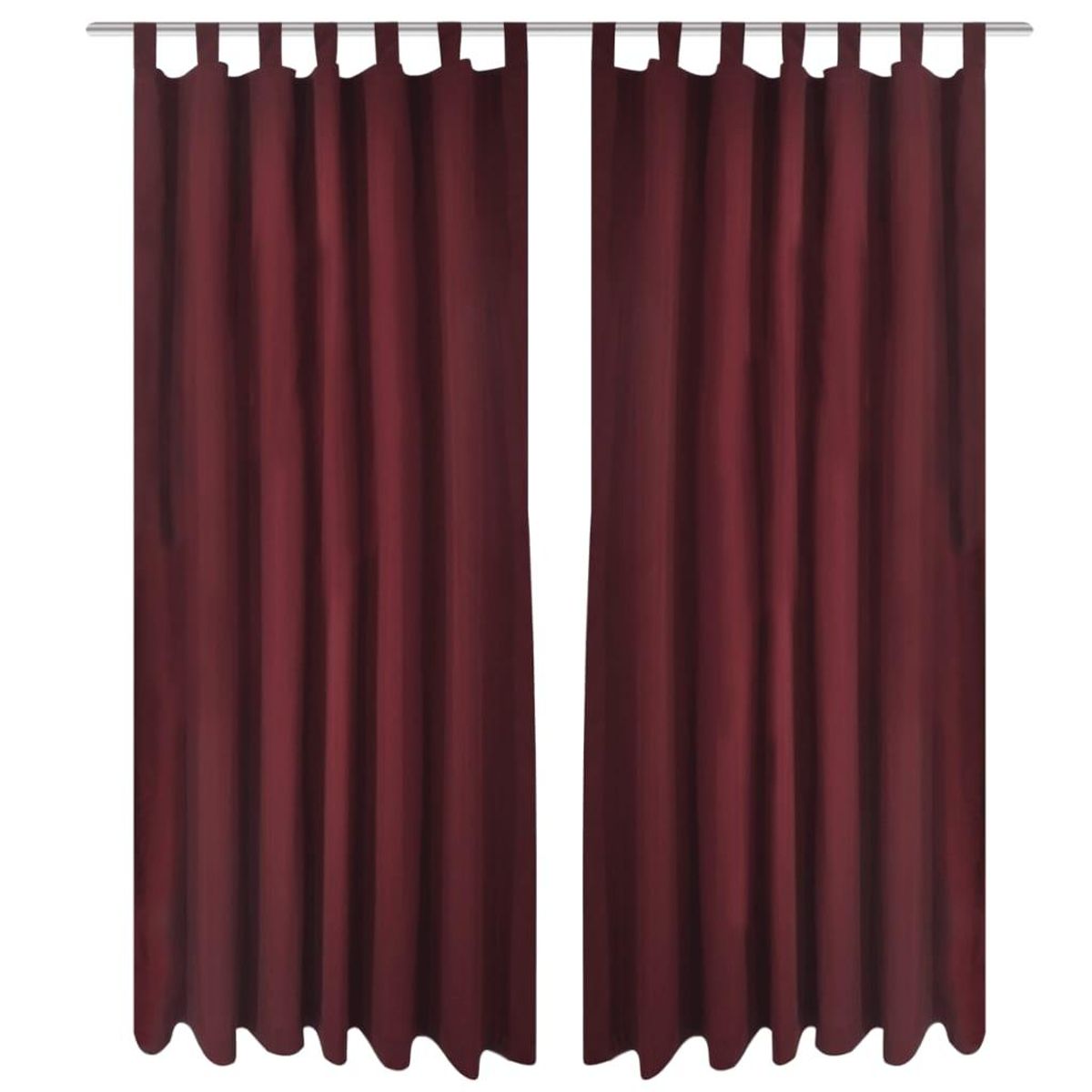 Gardiner i mikro-satin med løkker 2 stk. 140 x 175 cm bordeaux-rød