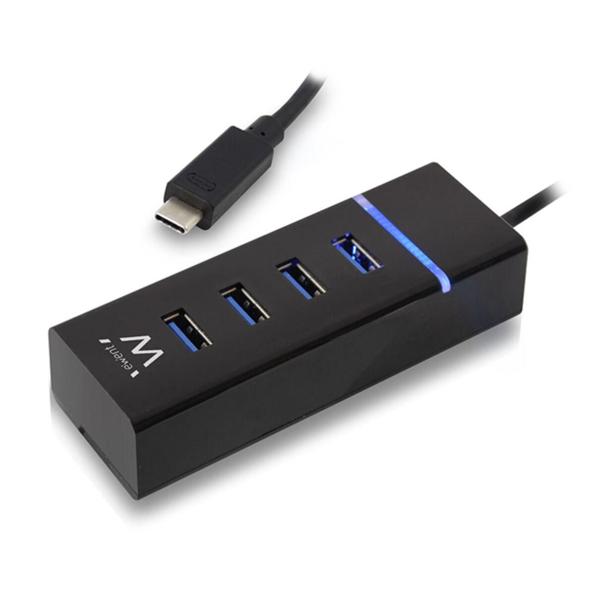 4-Port USB Hub Ewent EW1137 USB 3.1 Sort