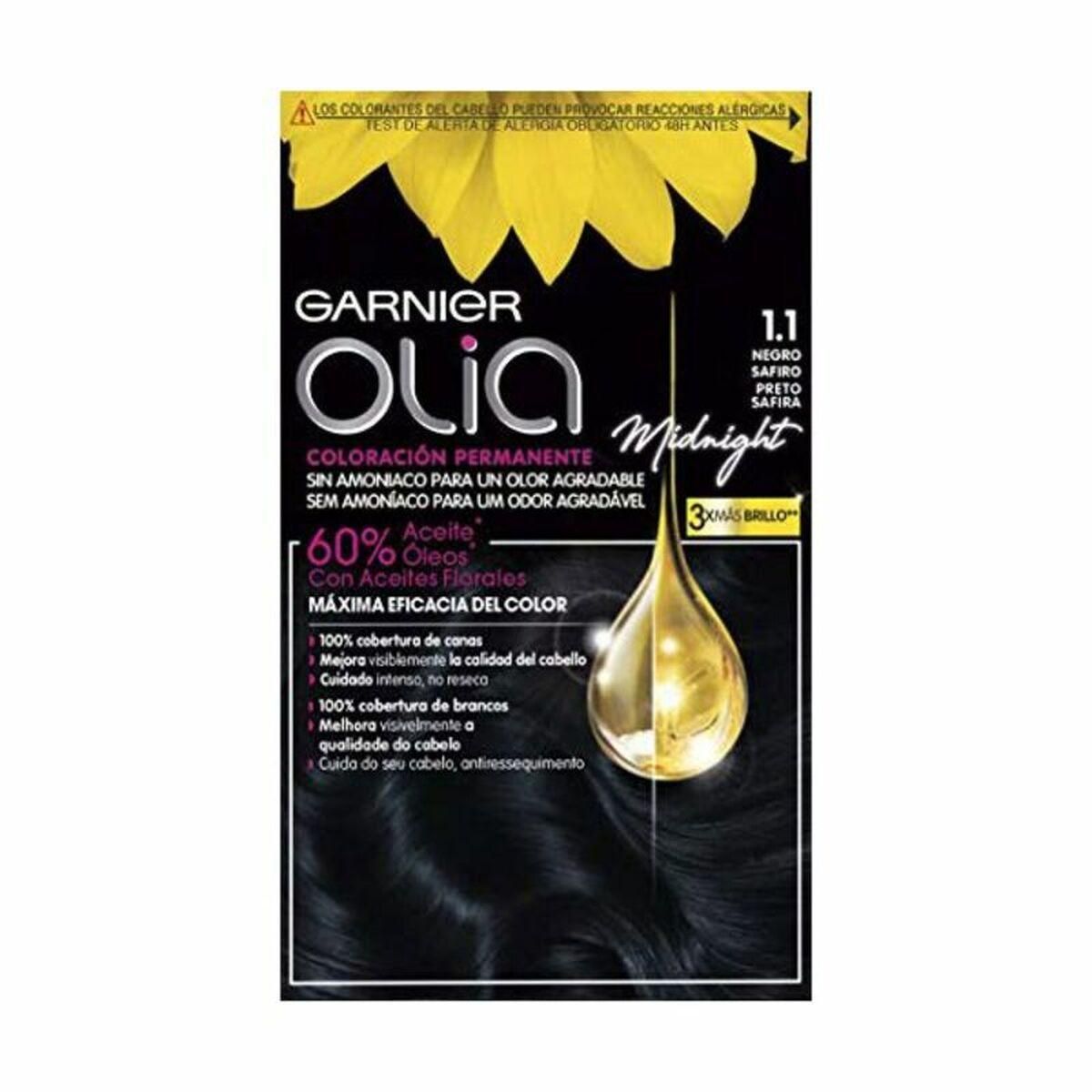 Permanent Farve Garnier Olia Uden ammoniak Nº 1,10 Black Sapphire