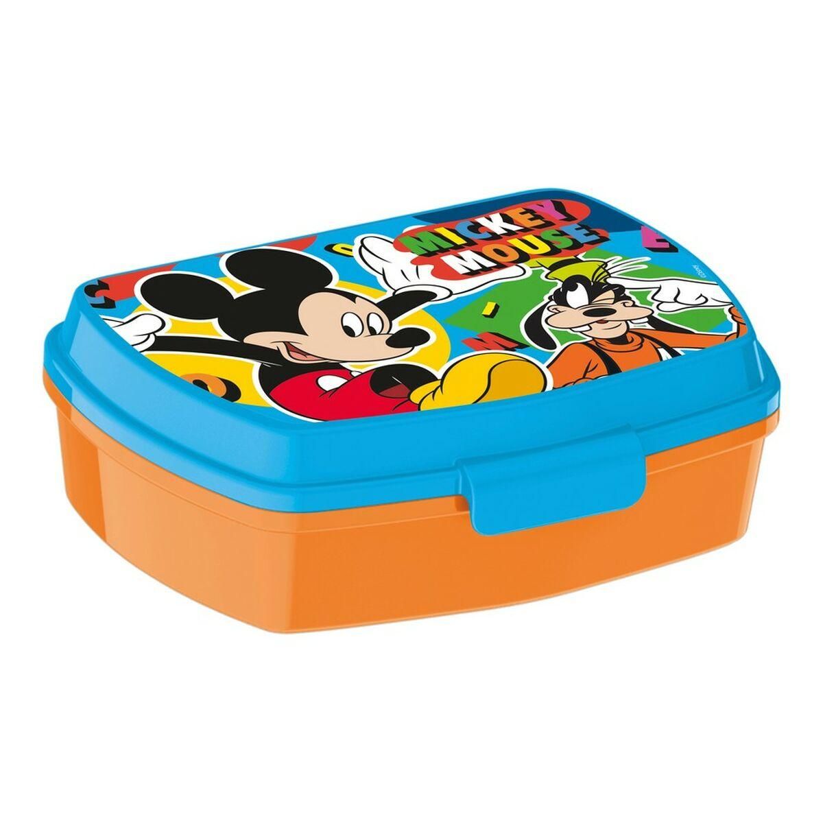 Madkasse til Sandwich Mickey Mouse Happy smiles Plastik Rød Blå (17 x 5.6 x 13.3 cm)