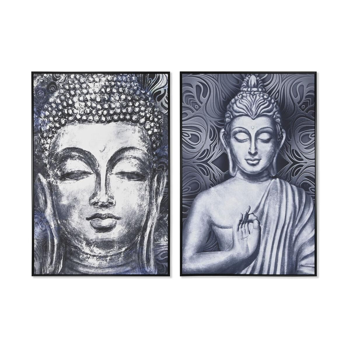 Maleri Home ESPRIT Buddha Orientalsk 83 x 4,5 x 123 cm (2 enheder)