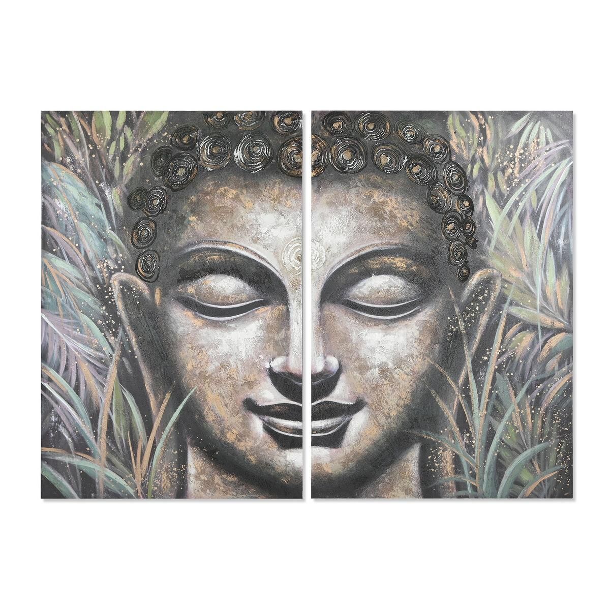 Sæt med 2 malerier Home ESPRIT Buddha Orientalsk 160 x 3 x 120 cm