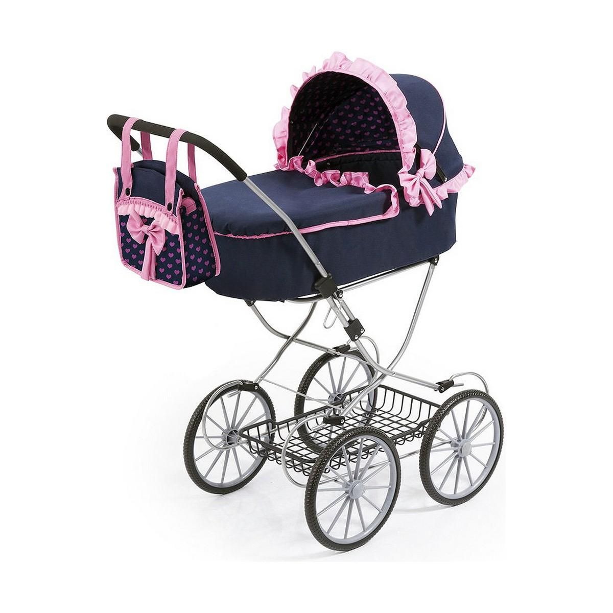 Lille Barnevogn til Dukker Reig Dolls Pram Marineblå 64 cm