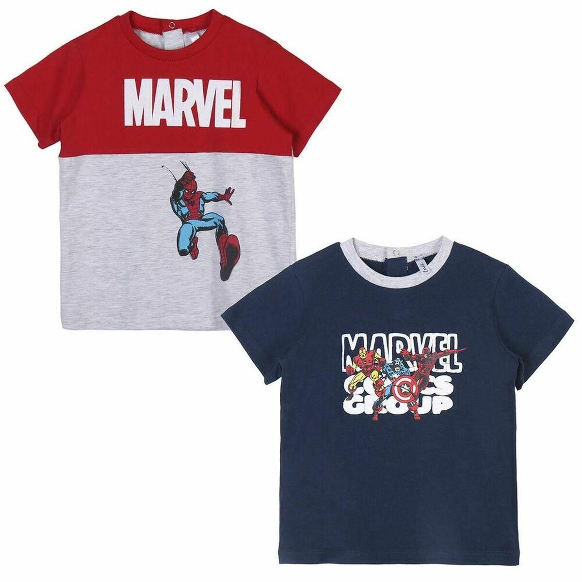 Børne Kortærmet T-shirt Marvel Grå 2 enheder 36 måneder