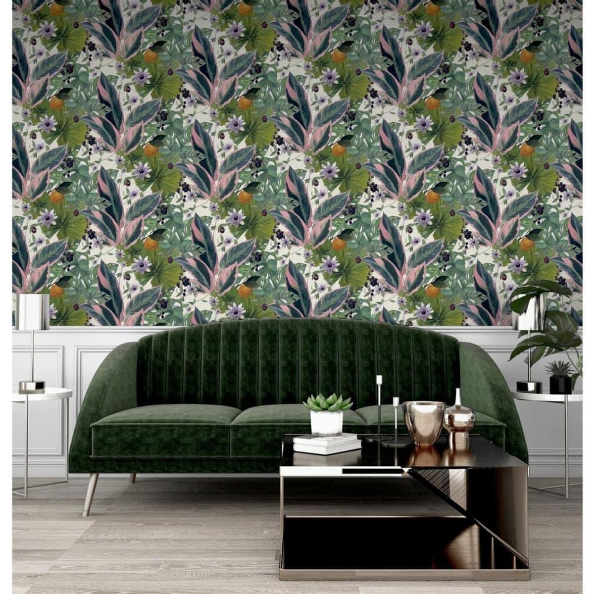 DUTCH WALLCOVERINGS tapet Passion Flower hvid og grøn