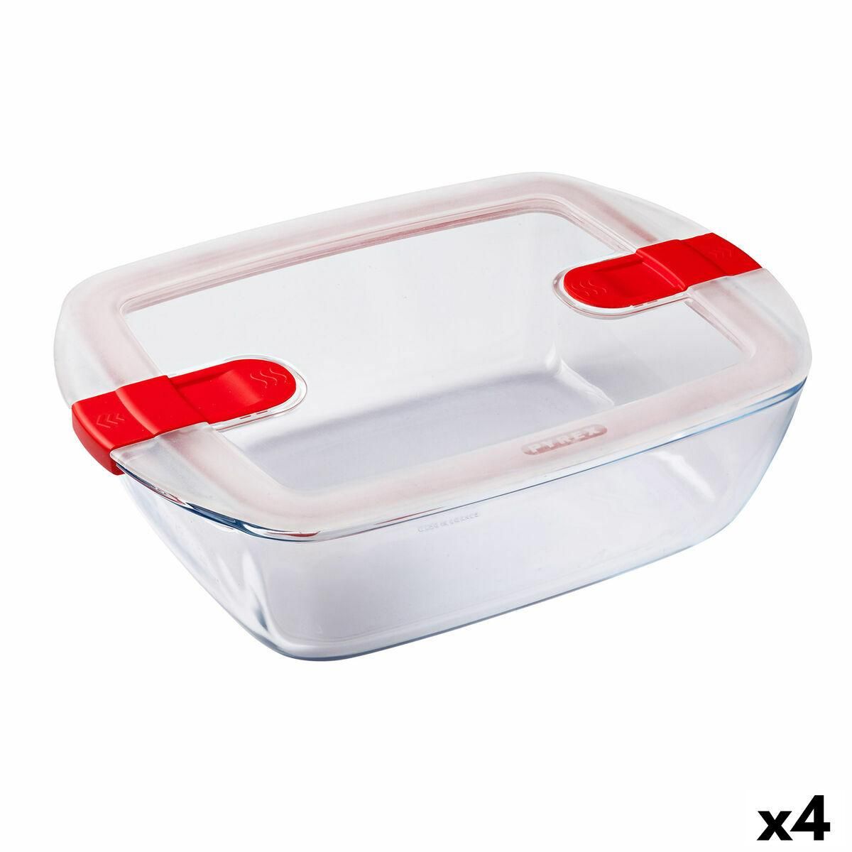 Hermetisk madkasse Pyrex Cook & Heat 2,5 L Gennemsigtig Glas (4 enheder)