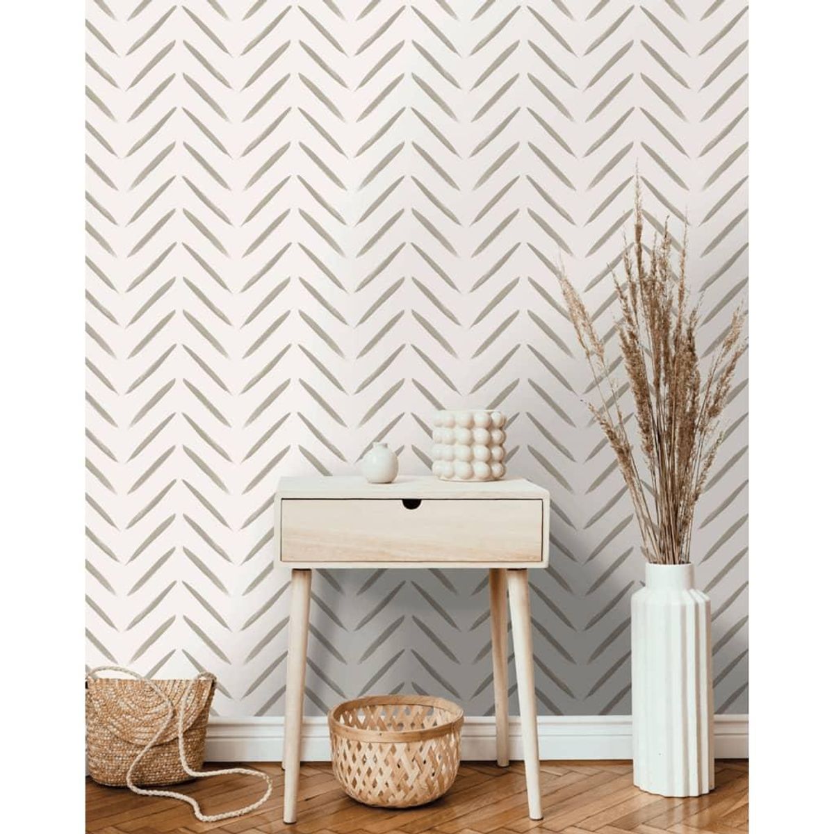 DUTCH WALLCOVERINGS tapet Chevron gråbrun