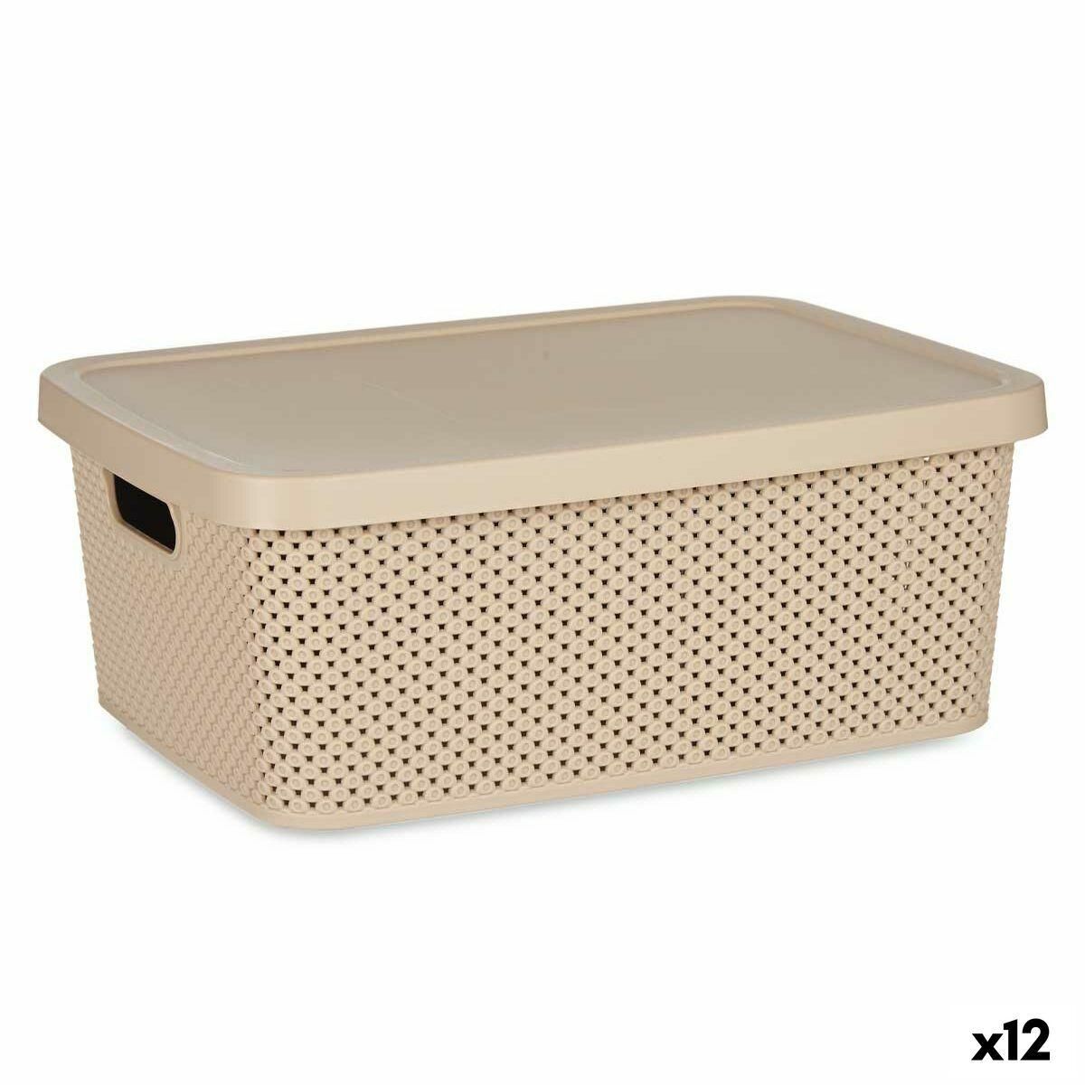 Opbevaringsboks med låg Beige Plastik 13 L 28 x 15 x 39 cm (12 enheder)