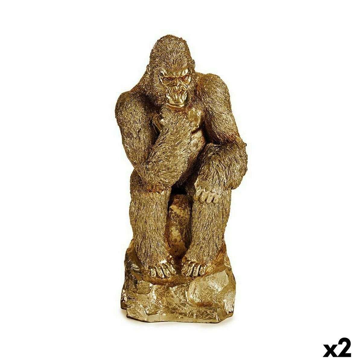 Dekorativ figur Gorilla Gylden 20,5 x 47 x 23,5 cm (2 enheder)