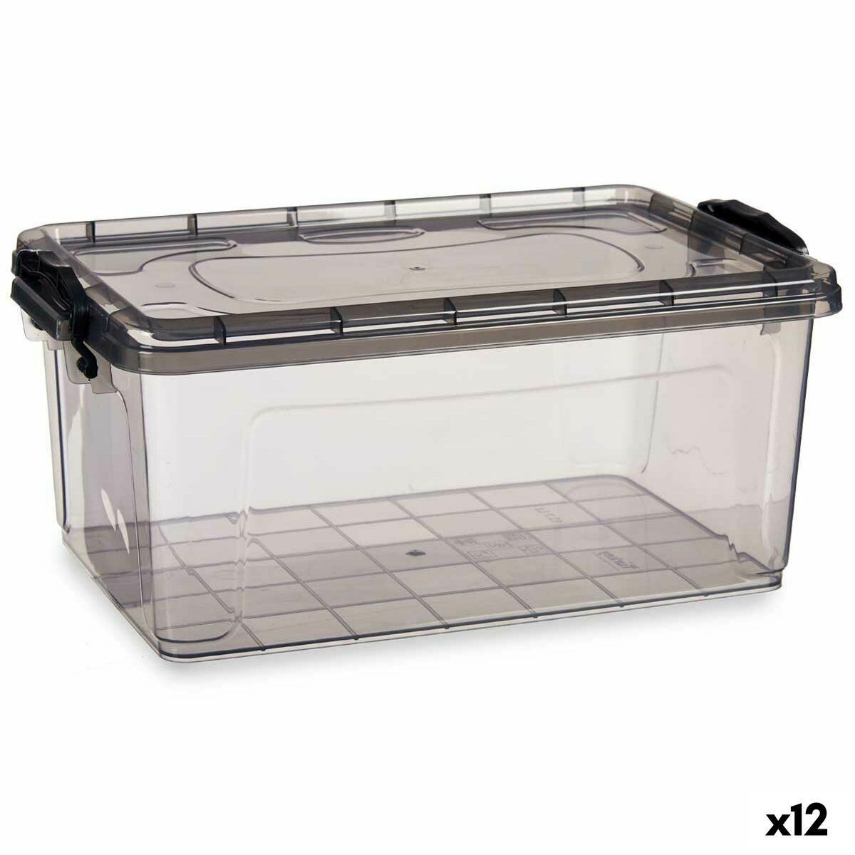 Opbevaringsboks med låg Antracit Plastik 13,7 L 27,5 x 18 x 42,5 cm (12 enheder)