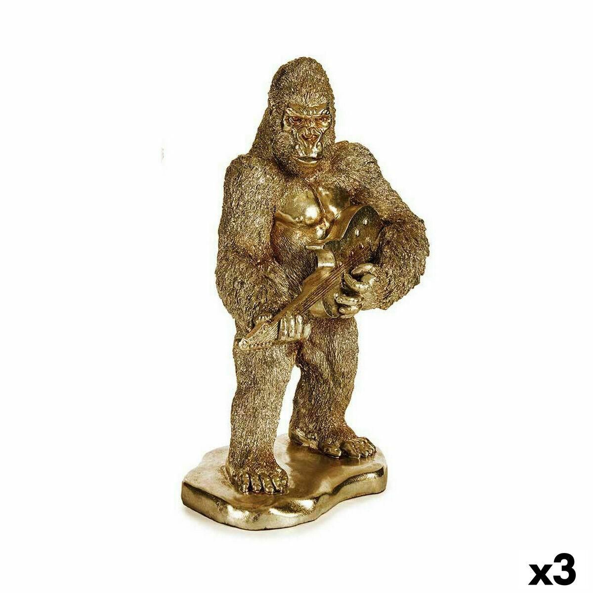 Dekorativ figur Gorilla Guitar Gylden 16 x 39 x 27 cm (3 enheder)