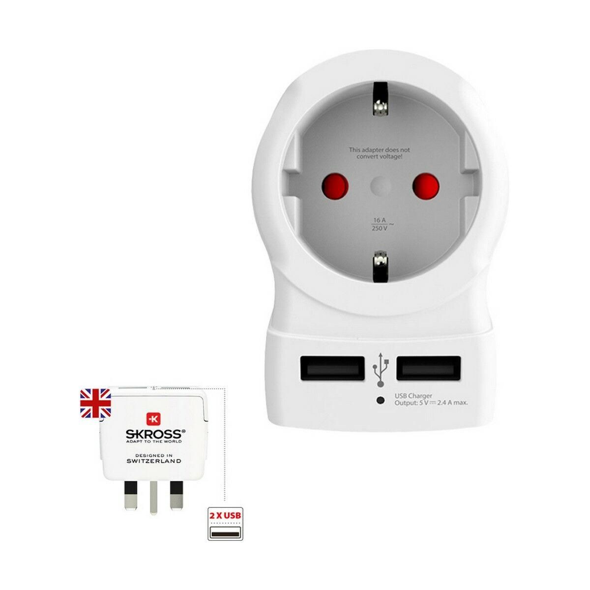 Adapter Skross 1500280 USB x 2 Europæisk Storbritannien