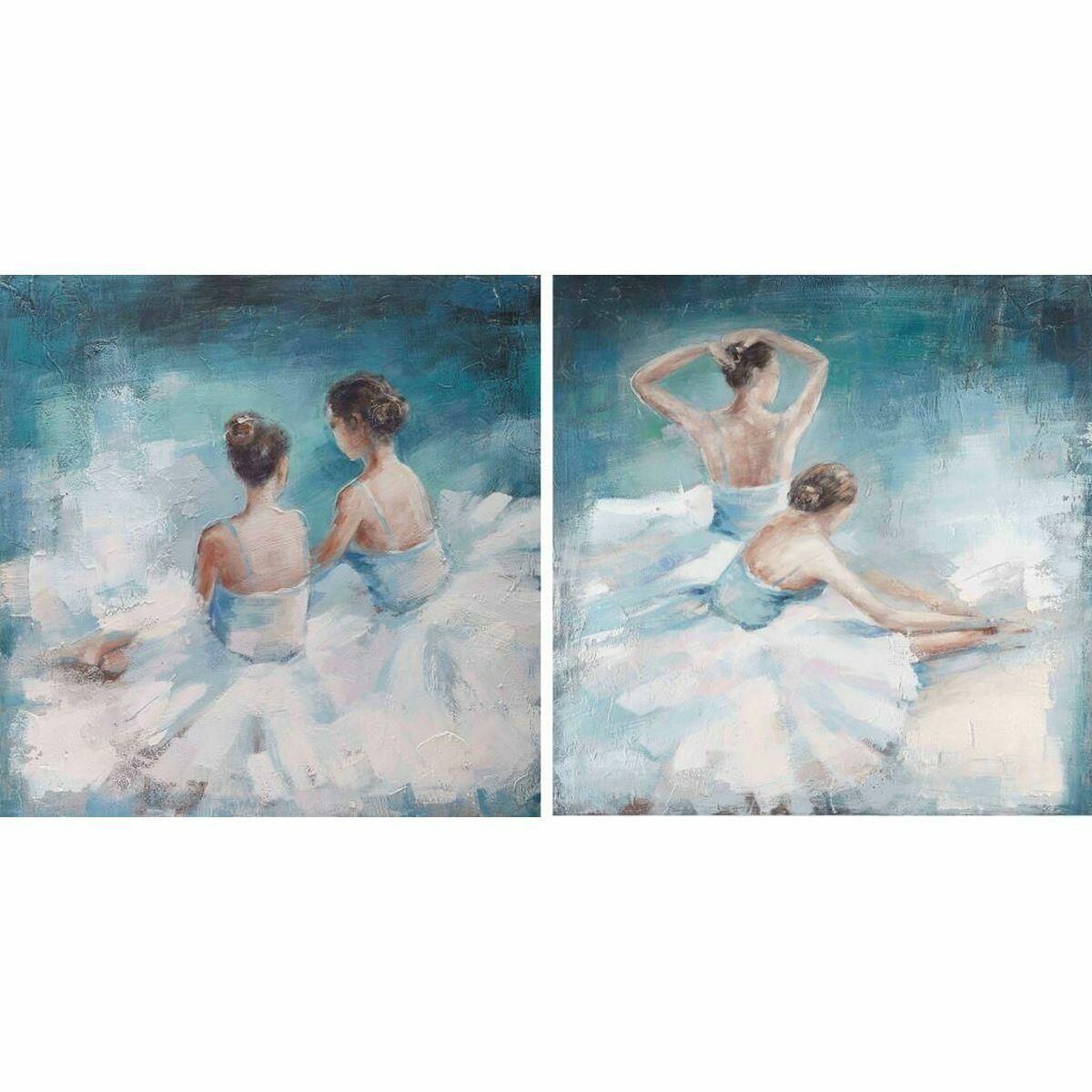 Maleri 100 x 3,5 x 100 cm Ballet ballerina Romantisk (2 enheder)