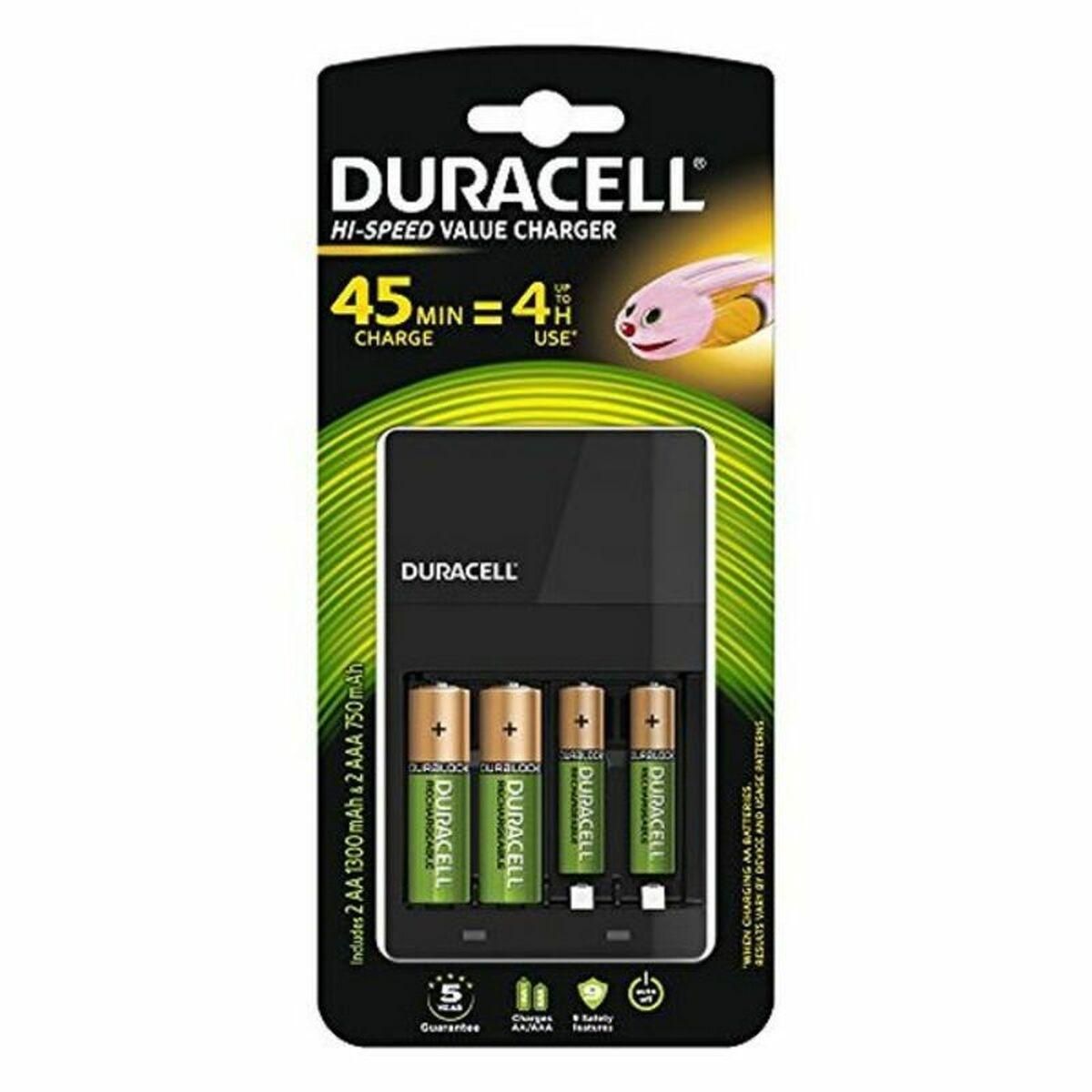 Oplader + genopladelige batterier DURACELL CEF14 2 x AA + 2 x AAA HR06/HR03 1300 mAh (1 enheder)