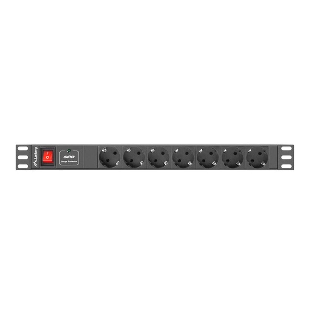 Stikdåse - 7 udtag med kontakt Lanberg PDU-07F-0200-IEC-BK 2500 W 220-250 V 10 A