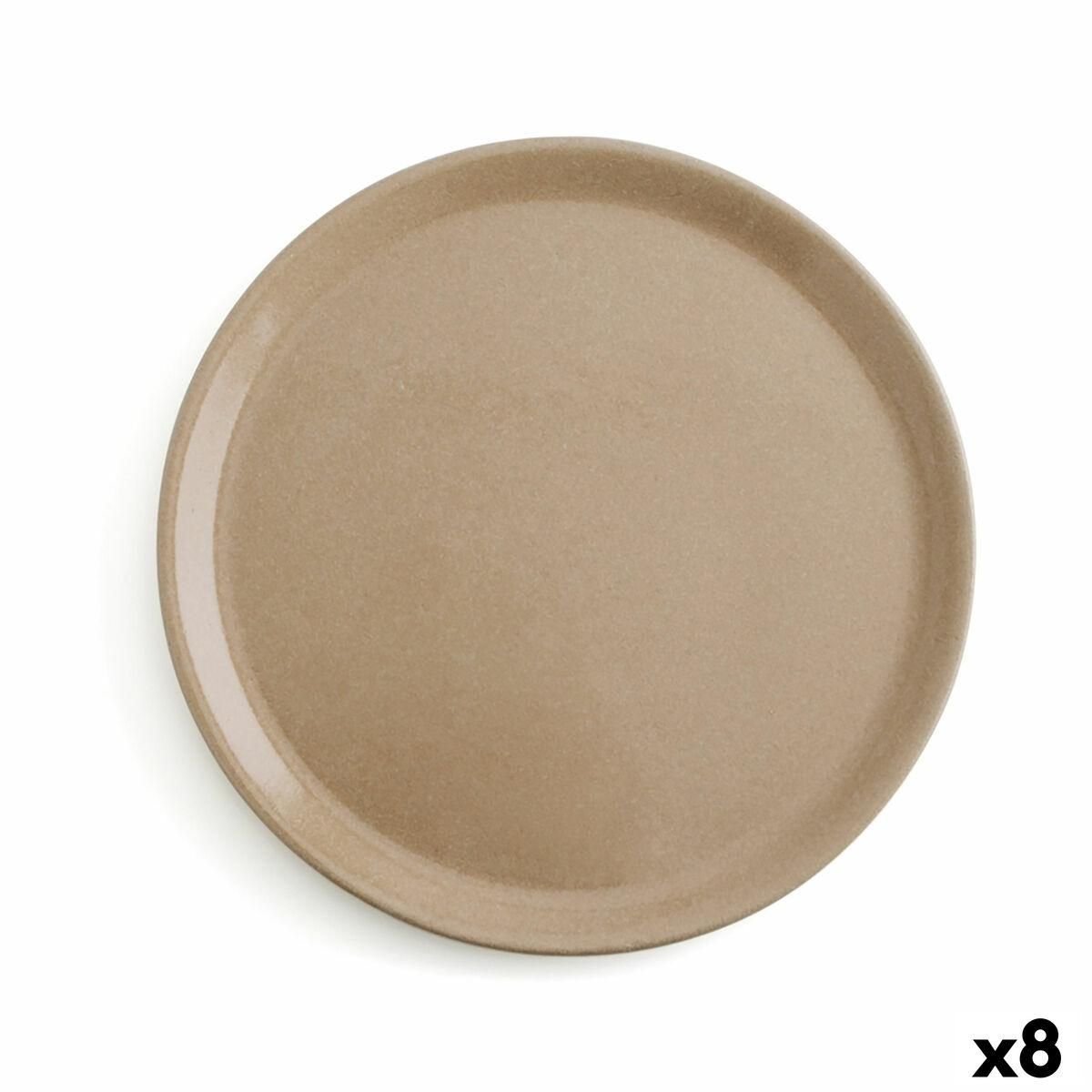 Flad Plade Anaflor Barro Anaflor Beige Bagt ler Ø 31 cm Kød (8 enheder)