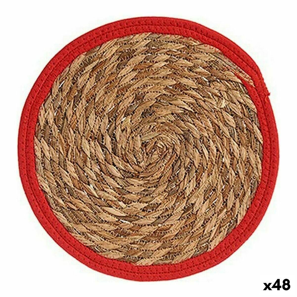 Dækkeserviet Natur Rød Naturlig fiber (30 x 1 x 30 cm) (48 enheder)