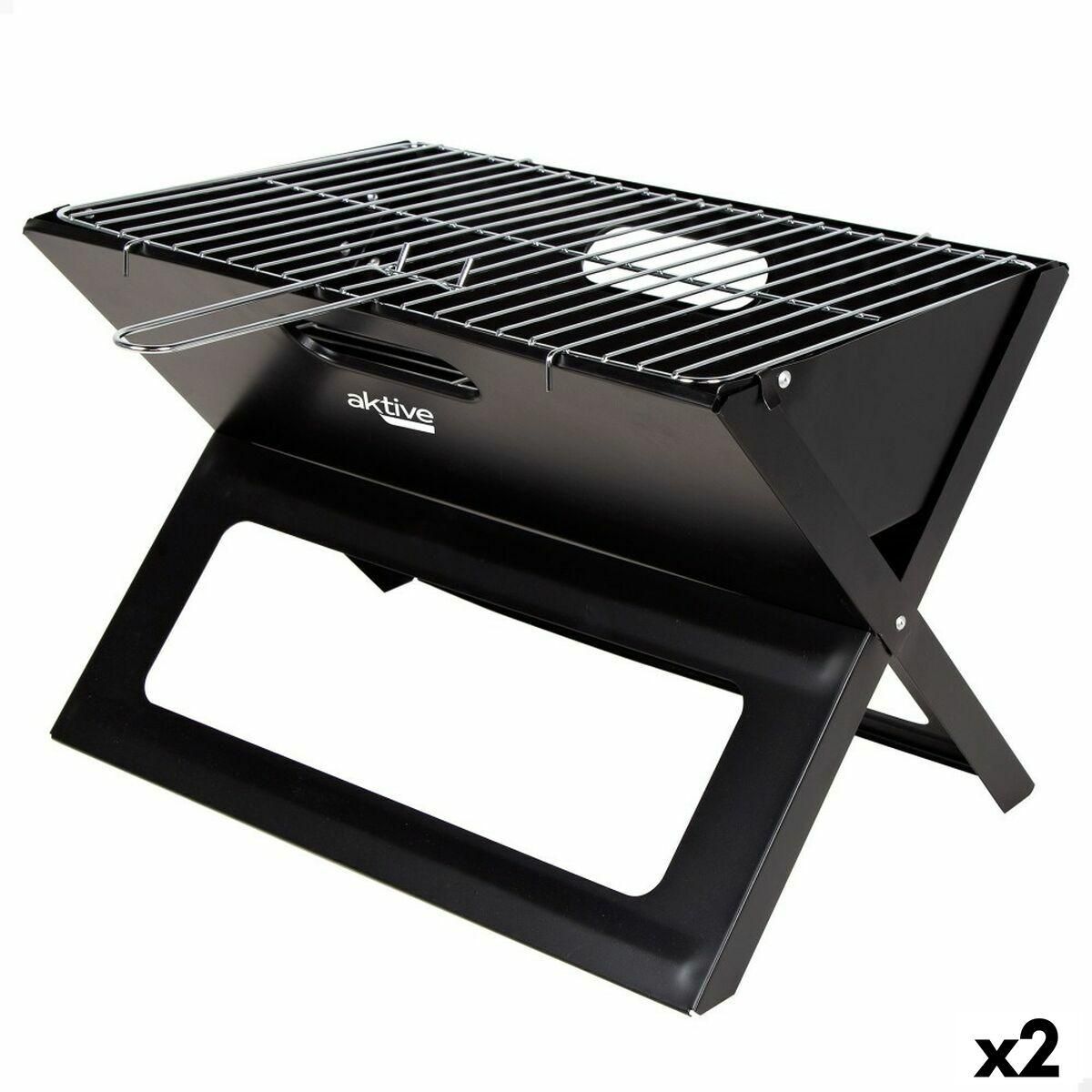 Havegrill Transportabel Aktive Sort Stål Jern 45 x 30 x 29 cm