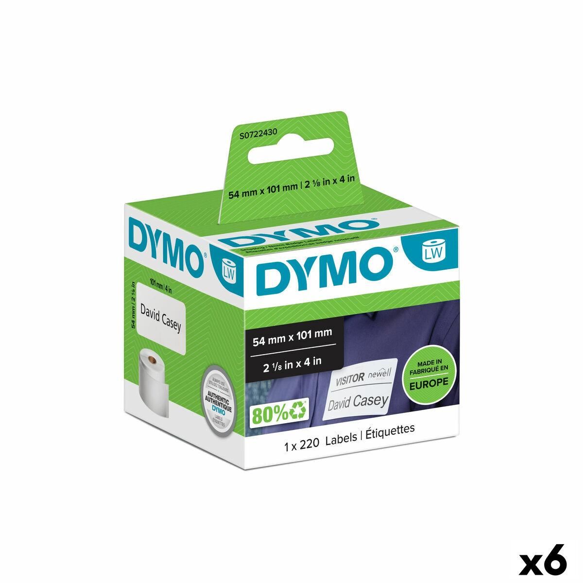 Printer labels Dymo 99014 54 x 101 mm LabelWriter&trade; Hvid Sort (6 enheder)