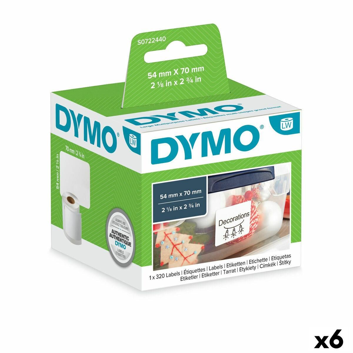 Printer labels Dymo S0722440 54 x 70 mm LabelWriter&trade; Hvid (6 enheder)