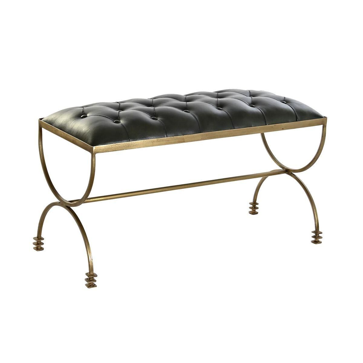 Foot-of-bed Bench 90 x 38 x 52 cm Gylden Metal Grøn Metallic