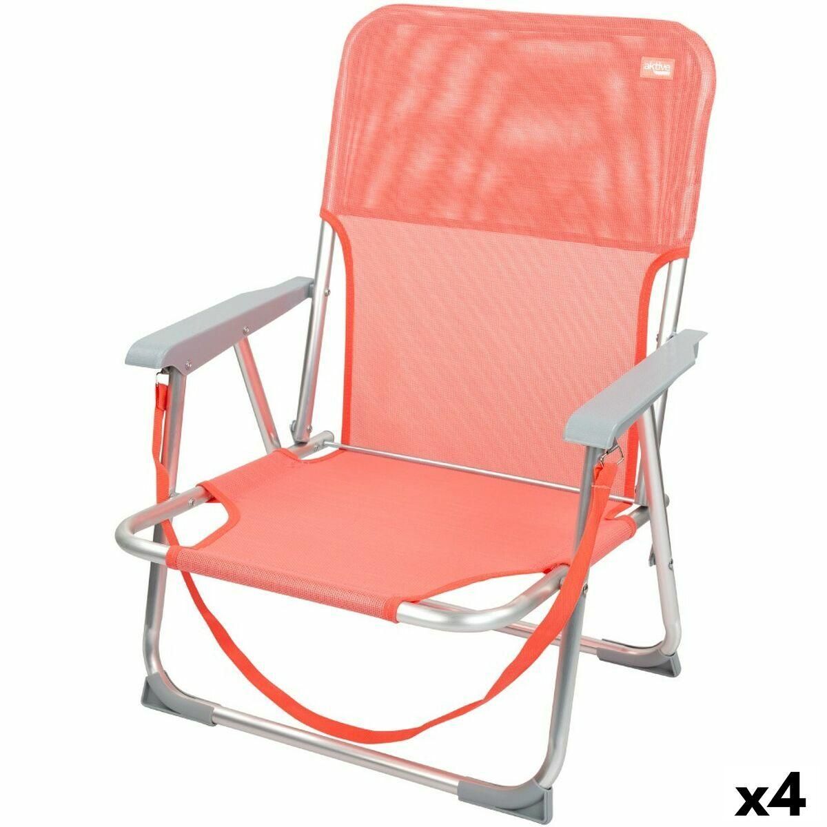 Polstrede Campingstol Aktive Flamingo Koral 44 x 72 x 35 cm (4 enheder)