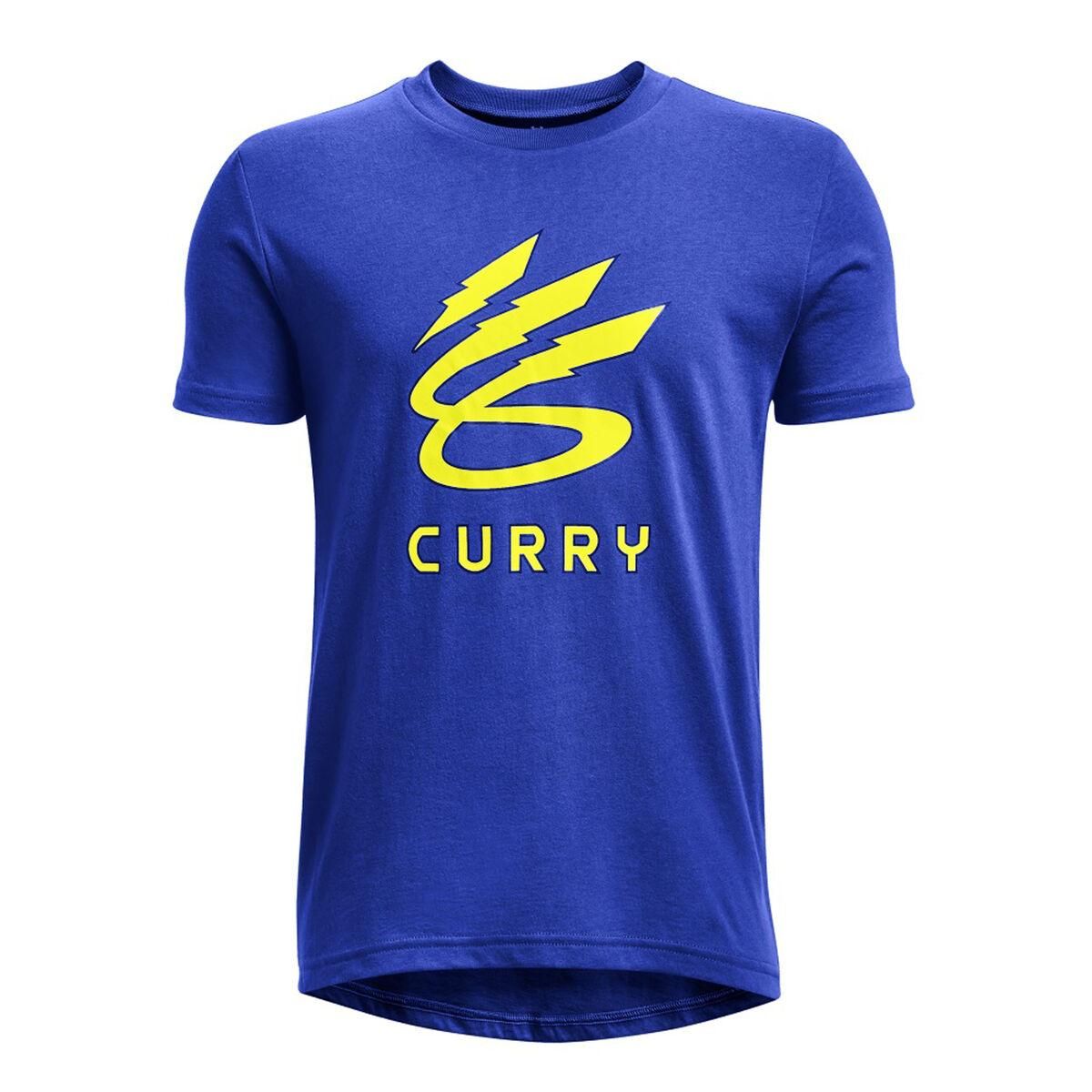 Kortærmet T-shirt til Mænd Under Armour Curry Lightning Logo Blå 18-20 år