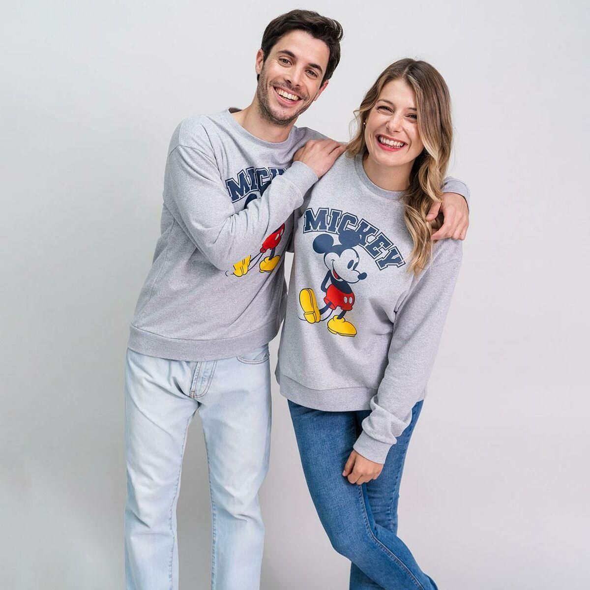 Unisex Sweaters uden Hætte Mickey Mouse Grå S