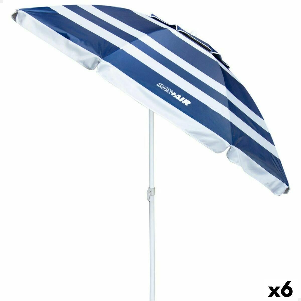 Parasol Aktive Blå/hvid Aluminium Stål 200 x 198 x 200 cm (6 enheder)