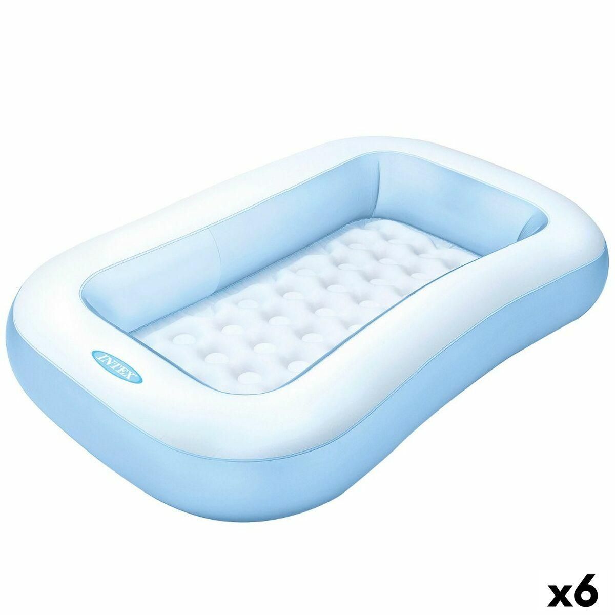 Oppustelig Pool til Børn Intex Rektangulær Blå Hvid 90 L 166 x 25 x 100 cm (6 enheder)