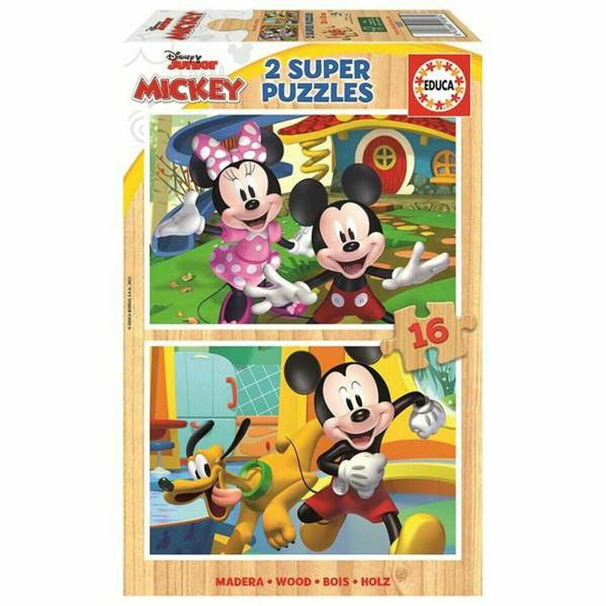 Sæt med 2 Puslespil Mickey Mouse 19287 16 Dele 36 cm