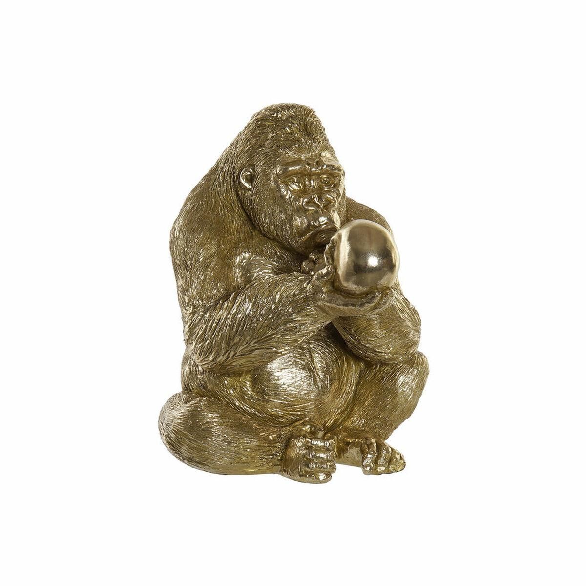 Dekorativ figur Gylden Harpiks Gorilla (33 x 33 x 43 cm)