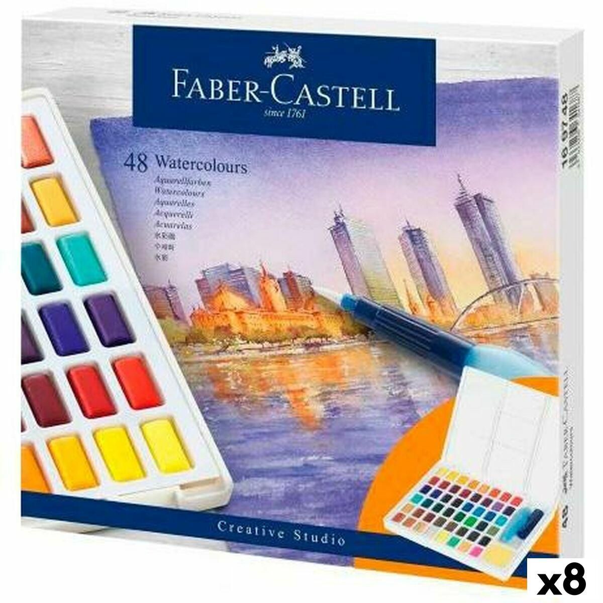 Sæt med Akvarelfarver Faber-Castell Creative Studio (8 enheder)