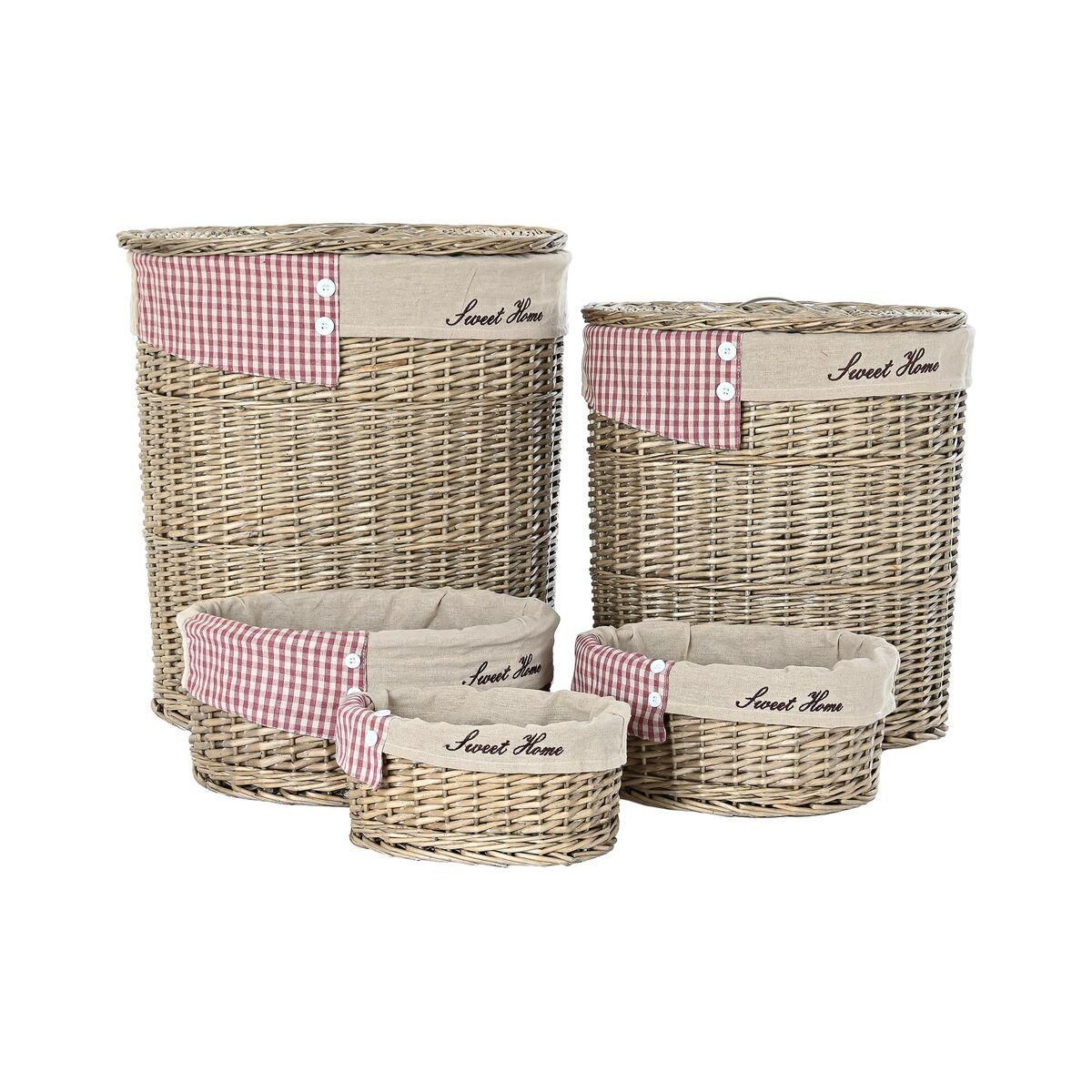 Set med kurve Rød Beige Natur flet Cottage 51 x 37 x 56 cm (5 Dele) (5 enheder)