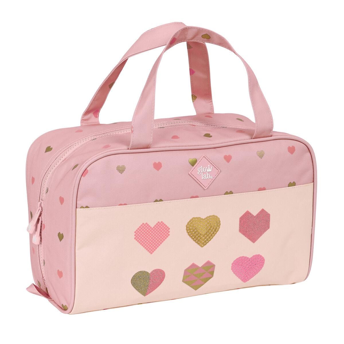 Skoletoilettaske Glow Lab Hearts Pink (31 x 14 x 19 cm)