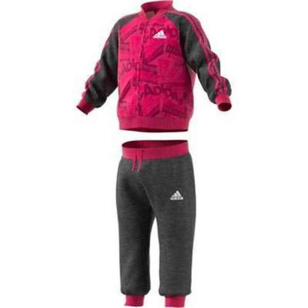 Baby træningsdragt Adidas I Bball Jog FT Pink Sort Multifarvet 12-18 måneder