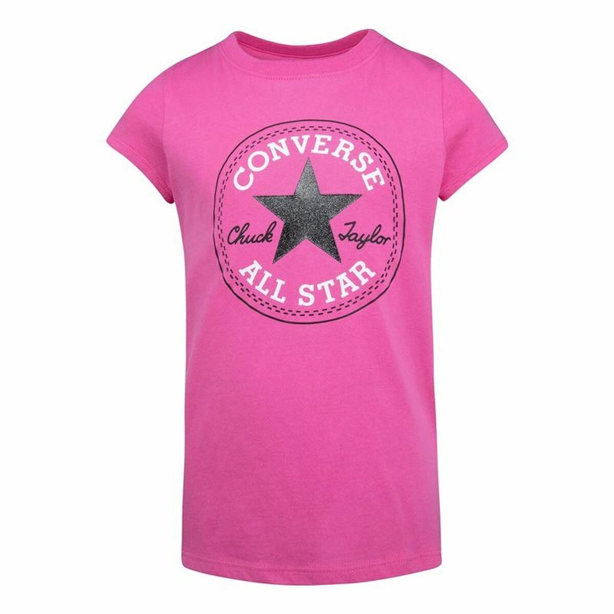 Børne Kortærmet T-shirt Converse Timeless Chuck Patch Fuchsia 6-7 år