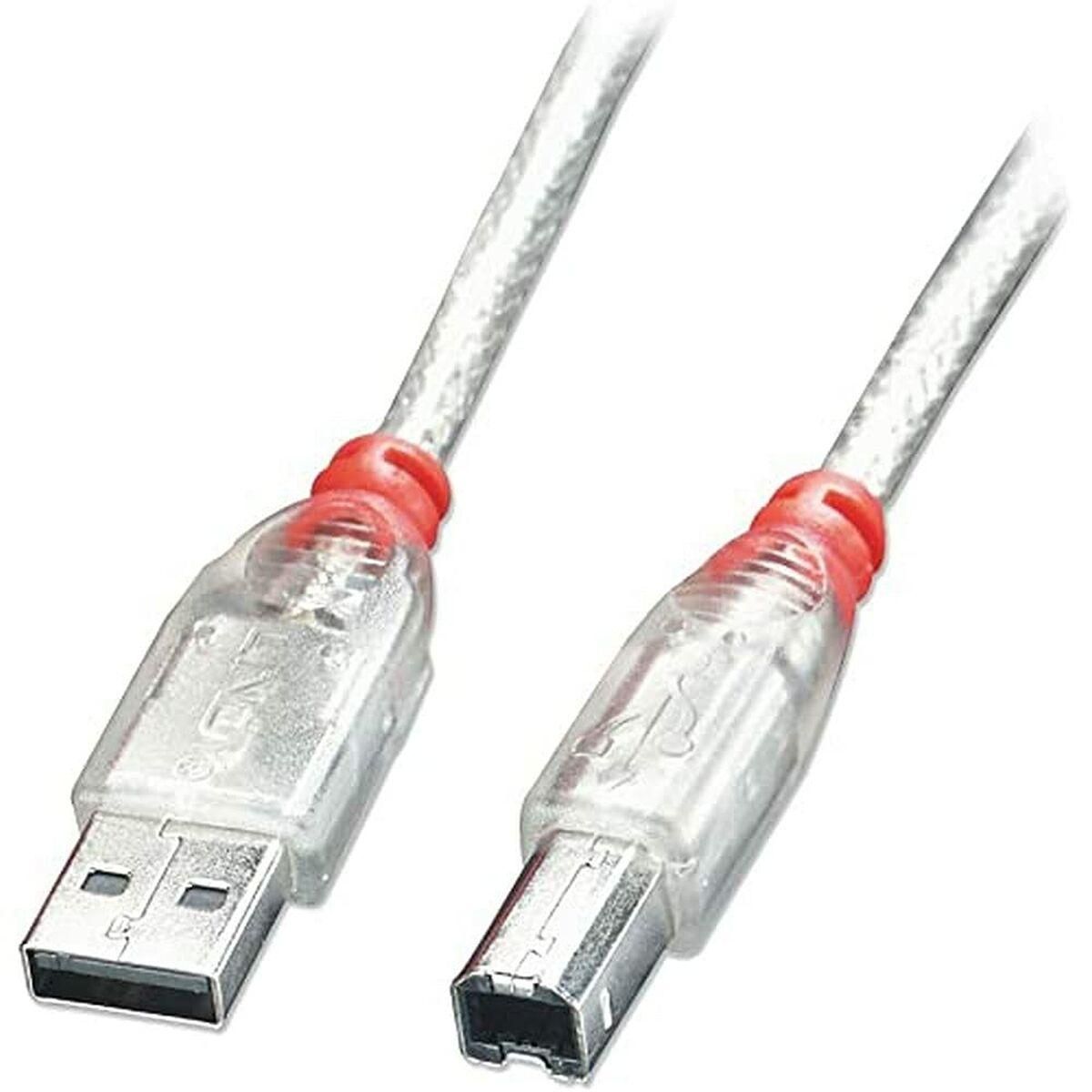 USB A til USB B-kabel LINDY 41755 Gennemsigtig 5 m