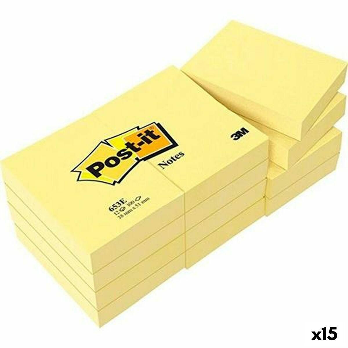 Notesblok Post-it 38 x 51 mm Gul (15 enheder)