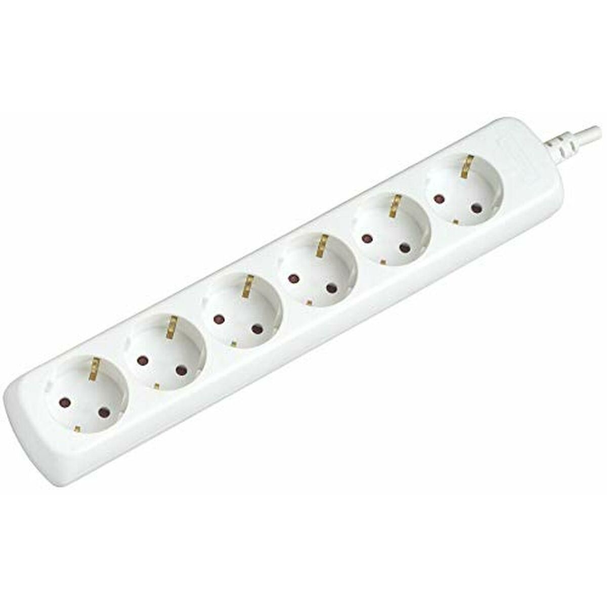 Schuko 6 Way multistikdåse Silver Electronics 9626 Hvid