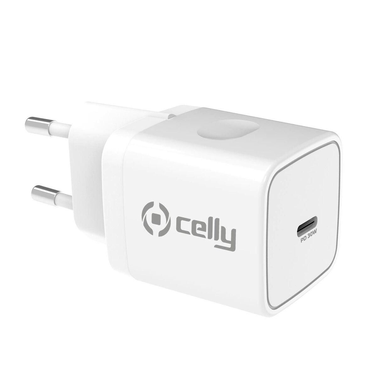 Batterioplader Celly TC1USBC30WWH Hvid