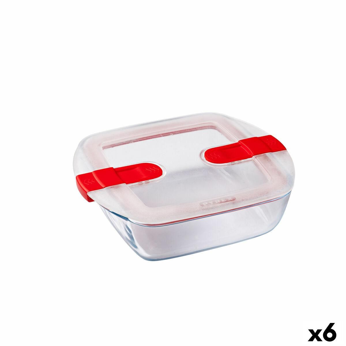 Hermetisk madkasse Pyrex Cook&heat 1 L 20 x 17 x 6 cm Rød Glas (6 enheder)