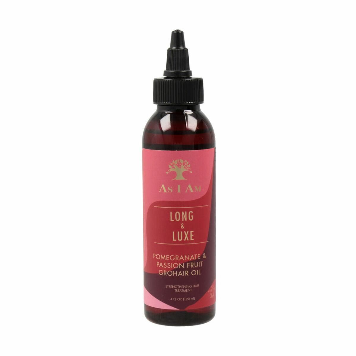 Integral reparerende olie As I Am Long And Luxe Grohair 120 ml Granatæble Passionsfrugt