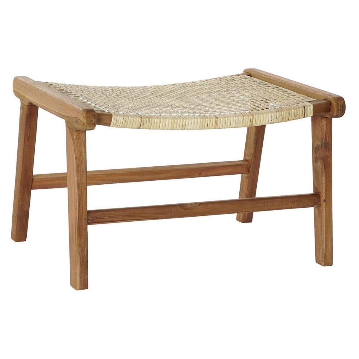 Stol 65 x 47 x 40 cm Natur Teak Plastik Multifarvet Lys brun