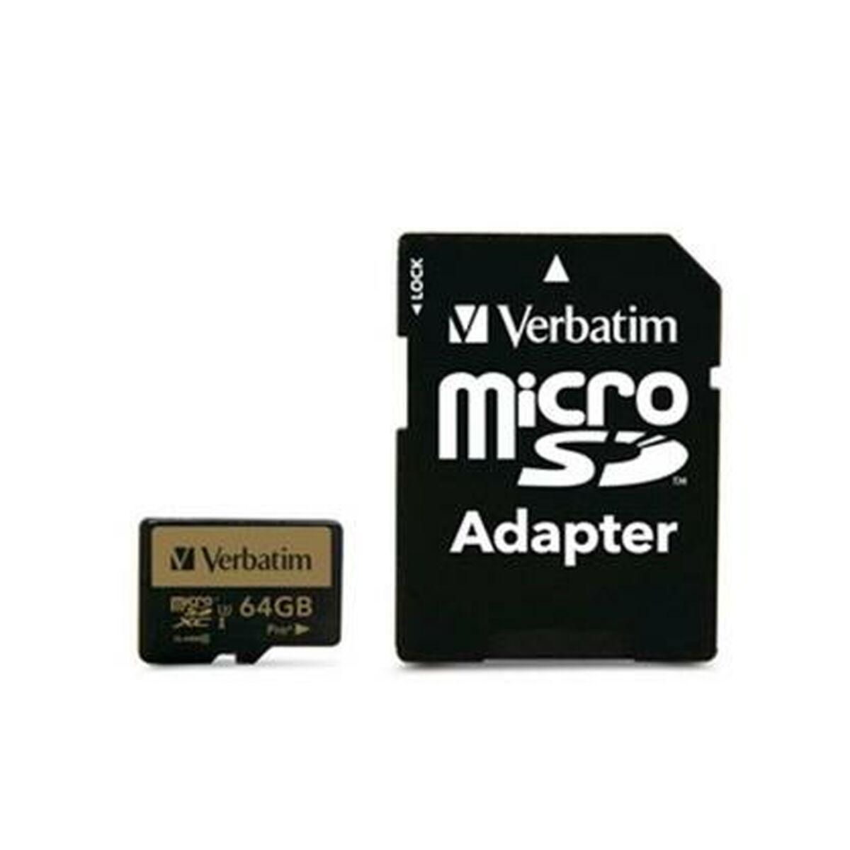 Mikro-SD-hukommelseskort med adapter Verbatim Pro+ 64 GB