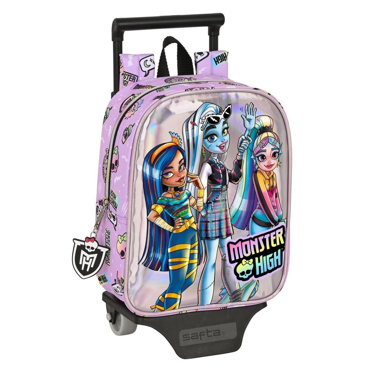 Skolerygsæk med Hjul Monster High Best boos Syren 22 x 27 x 10 cm